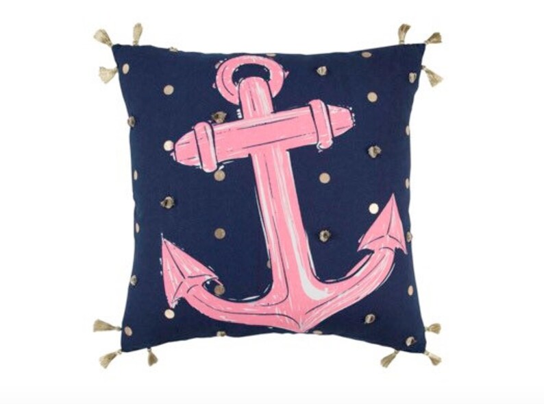 Pink Anchor Pillow Etsy