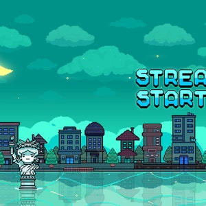 Cute 4x Animated Twitch Stream Screens Pack ~ 8bit Pixel Art Animation~ Starting, Ending, Offline & Brb ~ Peaceful Moon Liberty Lake Town