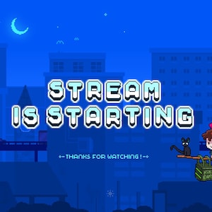 Cute 3x Premium Animated Twitch Scenes ~ 8bit Pixel Art ~ Starting Soon, Be Right Back, Stream is Offline ~ Witch&#39;s Food Delivery