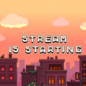 Lindo paquete de 4 pantallas animadas de Twitch Stream ~ Animación de pixel art de 8 bits ~ Inicio, final, sin conexión, listo ~ Kawaii Sunset City Ville