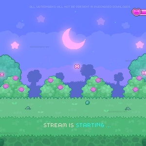 Cute 4x Animated Twitch Stream Scenes Pack ~ Stream is Starting, Ending, Be Right Back, Offline ~ Woodlands Pixel Art Video Game
