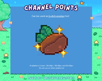 Twitch Emote or Channel Point - Pixel Art Stream Rewards, Emotes, Channel Rewards, Subscriber Perks, Kawaii Icons - A Sparkly Coffee Bean