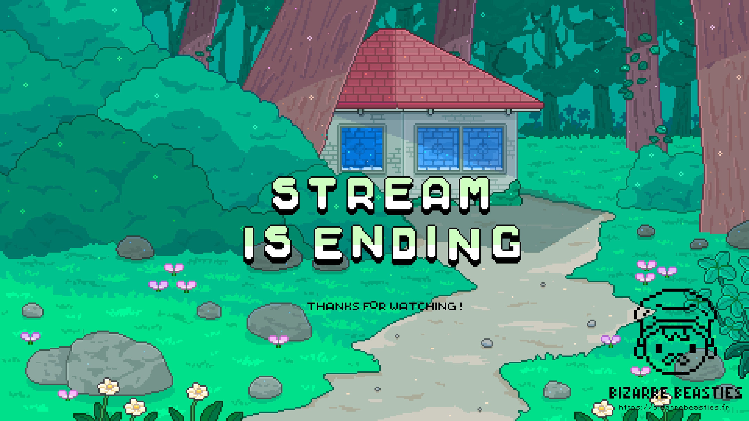 Ending Cute 4x Animated Twitch Stream Screens Pack~ 8bit Pixel Art