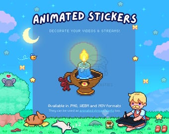 1 Pixel Art Animated Digital Sticker - Twitch Stream Alert Animation, YouTube Video Decoration, Light, Fire, Flame: A Bizarre Candle Lamp