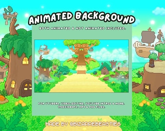 1 Pixel Art Animated Background - Vtuber Bg, YouTube Channel Intro / Endcard, Twitch Stream Overlay, Desktop Wallpaper: Sky Village Theme