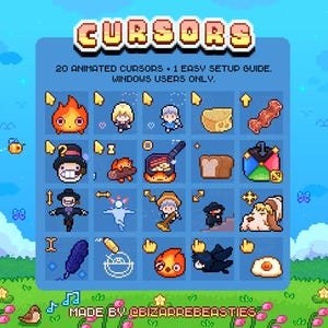 Kawaii Mouse Cursors Pack - 12 designs - Desktop Decor, Cute Pixel Art Animated Cursor Pointers - Fire Demon - A Wizard's Magic Castle Theme
