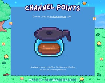 Twitch Emote or Channel Point - Pixel Art Stream Rewards, Emotes, Channel Rewards, Subscriber Perks, Kawaii Pixel Icons - Diner Coffee Pot