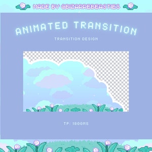 Cute Animated Twitch Stinger Transition ~ Animated Stream Transitions Setup ~ 8-bit Pixel Art Animation Transitions ~ Blue Bells Cloud Theme