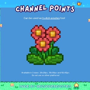 Cute Twitch Emote or Channel Point - Pixel Art Stream Subscriber Rewards - Emotes Channel Points Rewards Kawaii Icons - Ruby Red Flower