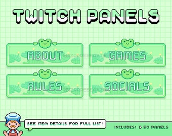 50x Cute Twitch Panels ~ Kawaii Pixel Art Stream Panels ~ Green Panels, Pixel Twitch Package, Frog Stream Package ~ Froggo Aesthetic Theme