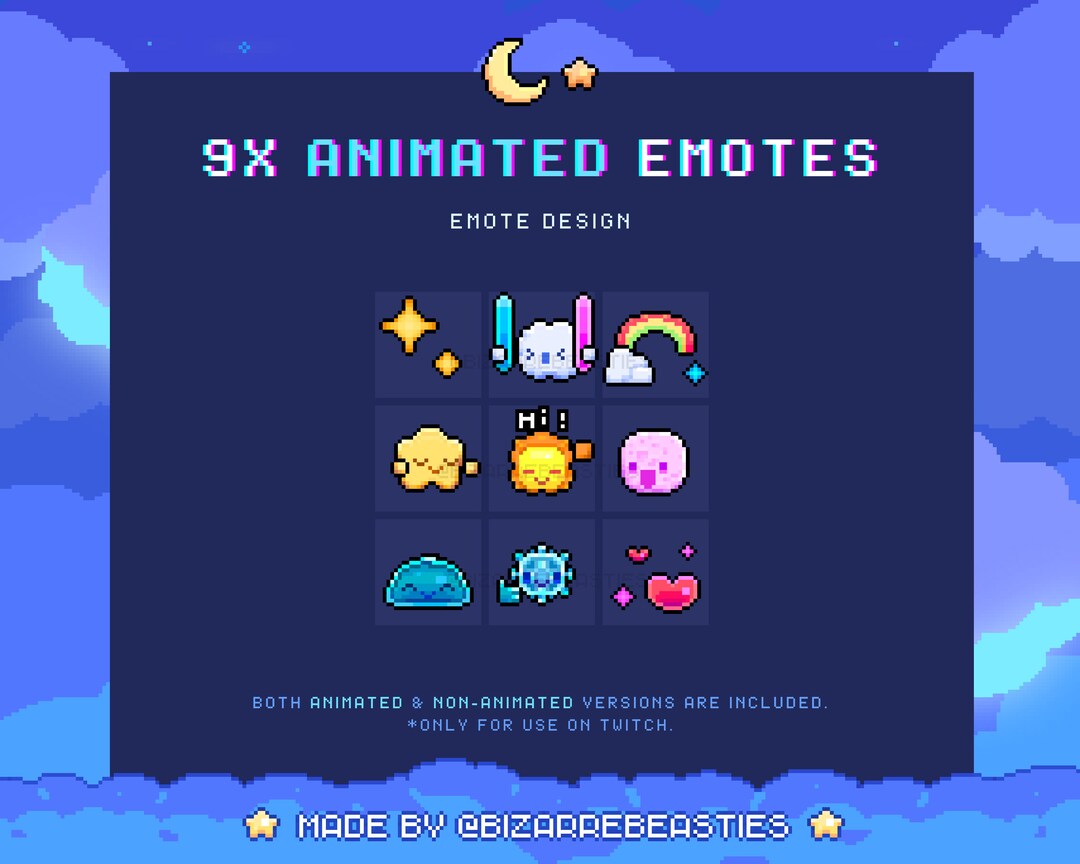 9x Animated Pixel Art Twitch Emotes - Subscriber Rewards, Cute 8-bit ...