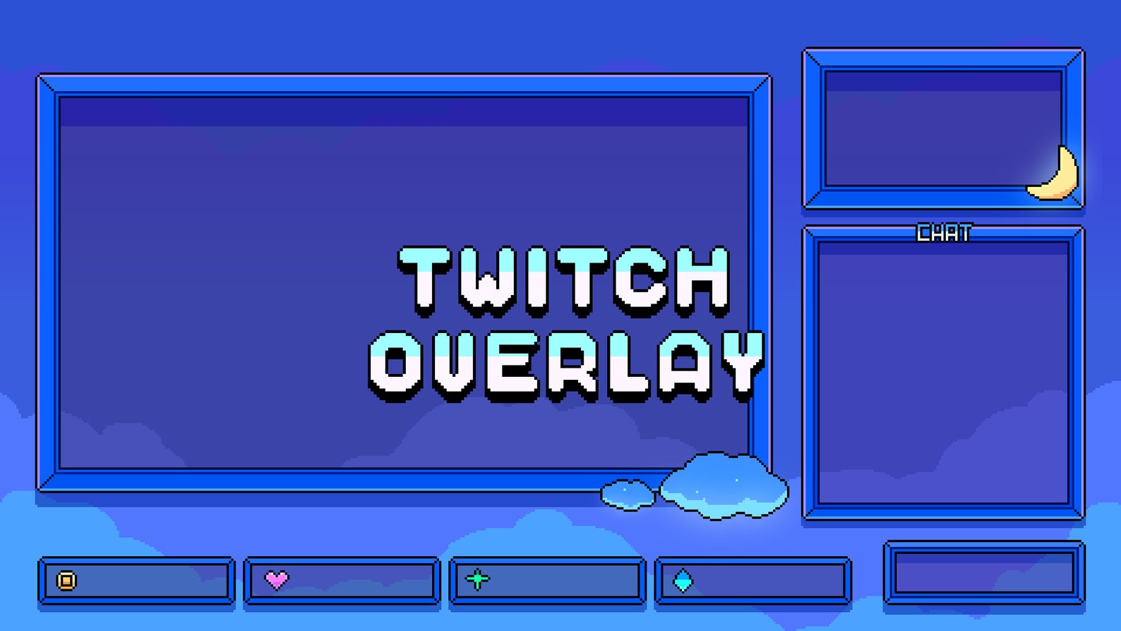 Cute Twitch Overlay 8bit Pixel Art Twitch Overlays Kawaii | Etsy