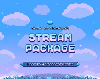Animated Pixel Art Stream Package - Twitch Overlays, 50 Panels, Alerts, Emotes, Plants Badges, Transition, Scenes - Cozy Afternoon Theme