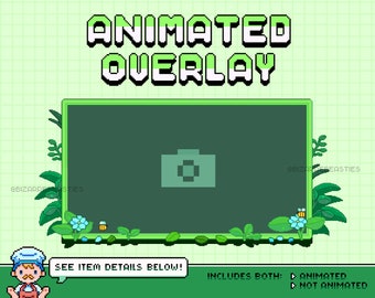 Cute Animated Stream Overlay ~ 8bit Pixel Art All-in-one (Webm, Mov, Png) Twitch Overlays for Streamers ~ Kawaii Enchanted Garden Forest