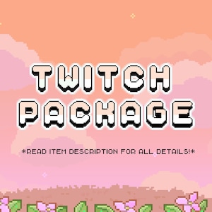 Pixel Art Animated Twitch Package ~ Animated Overlays, Animated Alerts, Panels, Animated Stream Banner Screens ~ Sunset Garden Blossom Theme