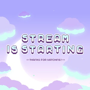 Cute 4x Animated Twitch Stream Screens ~ 8bit Pixel Art Offline Banners ~ Starting, Ending, Offline, Brb ~ Kawaii Vermillion Cloud Skies