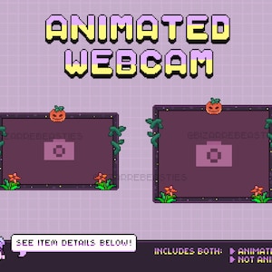 Cute Animated Webcam ~ Animated Twitch Overlays, Pixel Art Stream Overlay, Pixel Twitch Overlay, Facecam ~ Spooky Pumpkins Theme