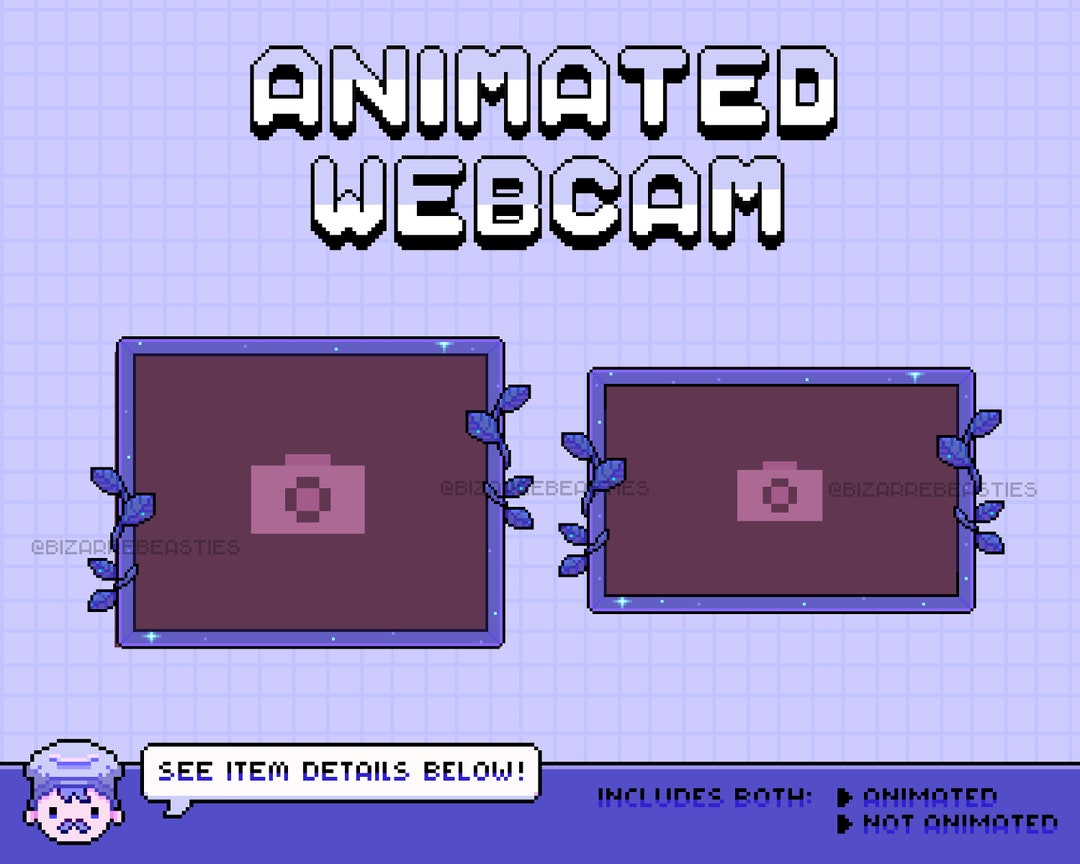 Cute Animated Webcam Animated Twitch Overlays, Pixel Art Stream Overlay ...