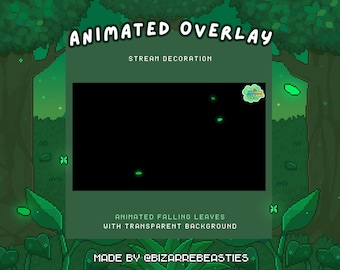 Pixel Art Animated Overlay Stream Decoration | Emerald Grove, Green Plants, Forest, Nature, Pixel Animation, Glow | Falling Leaves Theme