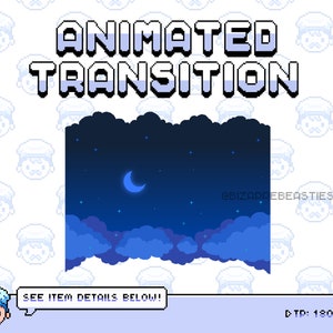 Süßer animierter Twitch Stinger Übergang ~ Animierte Stream Übergange ~ Pixel Art ~ Ozean Nacht Thema