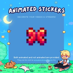 Cute Pixel Art Animated Stream Alert / Digital Sticker - Stream Decor, Kawaii Twitch Overlays, Bizarre Beasties: Red Queen Butterfly Theme
