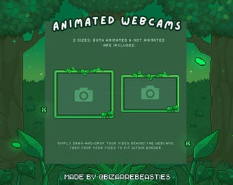Pixel Art Animated Webcam Overlays for Streaming, YouTube Video, Content Creation | Green Forest, Plants, Nature Chill | Emerald Grove Theme