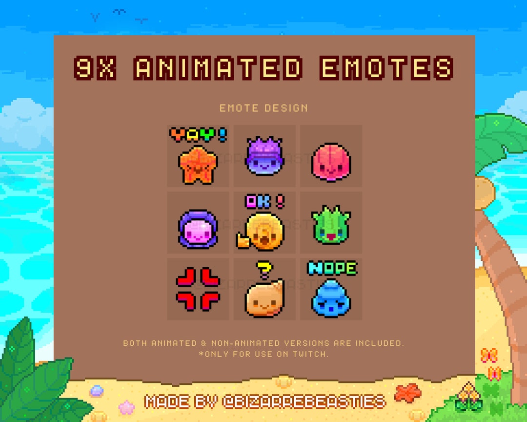 Ocean Emotes 9x Emotes Twitch bonitos e animados em Pixel Art Recompensas para ...
