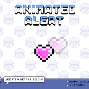 Cute Animated Stream Alert ~ Twitch Alert, Alert Box, Animated Alert, Pixel Art Alert ~ Magical Kawaii Pink Hearts ~ Cute Baby Hearts Theme