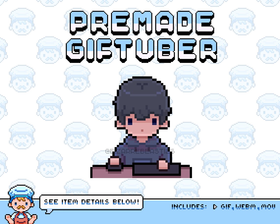 Animated Pixel Art Giftuber - Premade Model - Animated Stream Avatar ...