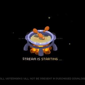 Cute 4x Twitch Stream Scenes ~ 3 Animated  + 1 Offline Banner ~ Pixel Art ~ Starting, Ending, Offline, Brb ~ Gaming, Game ~  Cooking Theme