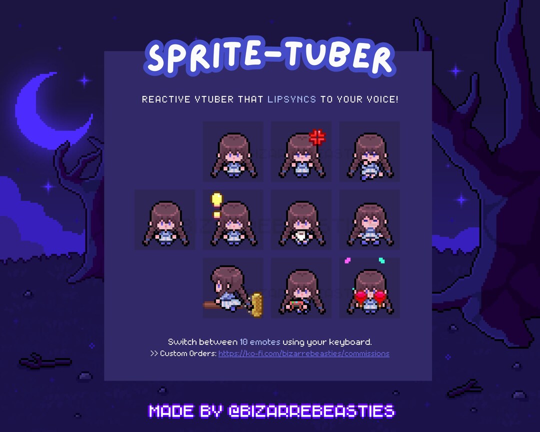 Animated Pixel Art Sprite-tuber Model - Premade Vtuber Assets, Cute ...