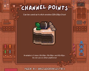 Twitch Emote / Channel Point - Pixel Art Stream Bits, Channel Rewards, Desserts Digital Stickers, Cute Bakery Icons - Cookies n Cream Cake