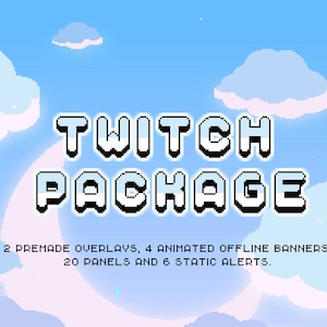 Pacote Twitch Completo Fofo ~ Pixel Art ~ Tema Bright Day Moon ~ 4 Banners Animados Offline GIFs ~ 6 Alertas Estáticos, 20 Painéis, 2 Sobreposições