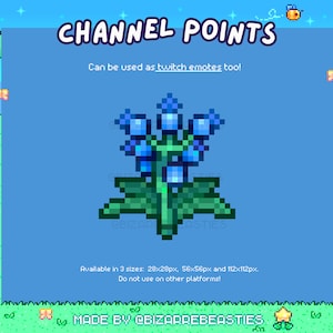 Cute Twitch Emote or Channel Point - Pixel Art Stream Subscriber Rewards - Emotes Channel Points Rewards Kawaii Icons - Baby Blue Flower