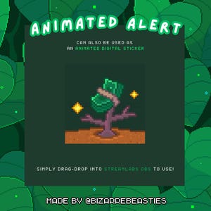 Pixel Art Animated Stream Alert - Cute Colorful Twitch Alertbox Streamlabs OBS - Forest Leaves Stream Package: Money Flower / New Donation
