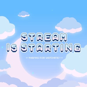 Cute 4x Animated Twitch Stream Screens ~ 8bit Pixel Art Offline Banners ~ Starting, Ending, Offline, Brb~ Kawaii Magical Blue Day Moon Skies