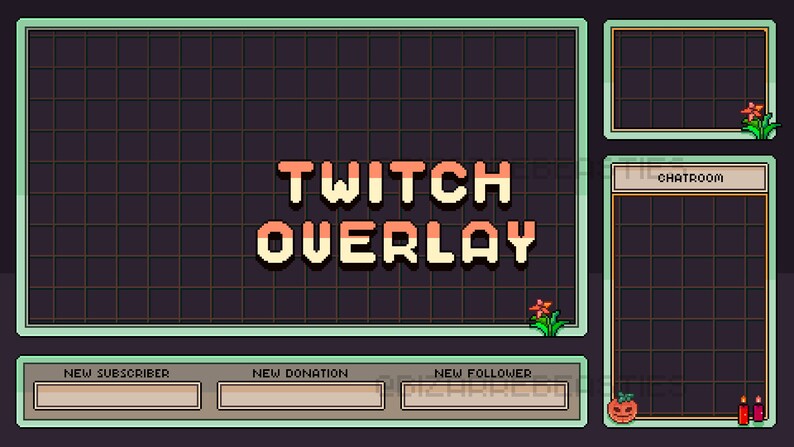 Cute Occult Magic Simple Twitch Overlay 8bit Pixel Art | Etsy