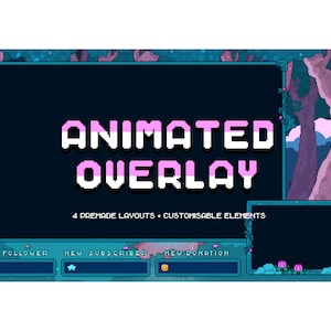 Premium Animated Twitch Overlay ~ Cute Pixel Art Stream Overlay, Just Chatting, Webcam, Frame, Alerts ~ Kawaii Witch Bonfire Theme