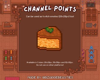 Twitch Emote / Channel Point - Pixel Art Stream Bits, Channel Rewards, Sweets Snacks Food Digital Stickers, Cute Bakery Icons - Sponge Cake