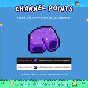 Twitch Emote or Channel Point - Cute Pixel Art Emotes Stream Discord YouTube Funny Memes Farming Video Games Easter Eggs - Purple Shorts