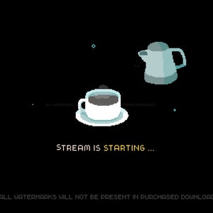 Niedliche 4x Twitch Stream Szenen ~ 3 Animationen + 1 Offline Banner ~ Pixel Art ~ Start, Ending, Offline, Brb ~ Gaming, Game ~ Coffee Theme