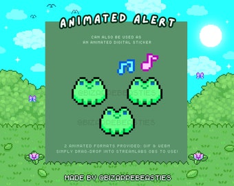 Cute Animated Stream Alert ~ Twitch Alert, Animated Alert, Pixel Art Alert, Froggy Raid ~ Frog Picnic Stream Package ~ Froggo Choir Theme