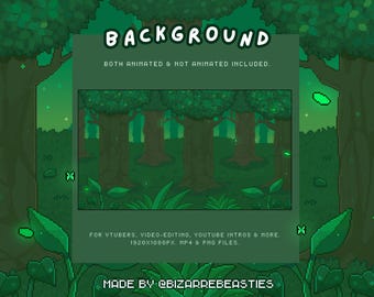 1 Pixel Art Animated Background - Vtuber Bg, YouTube channel intro, YT endcard, Twitch Stream Overlay, Forest Green: Emerald Grove Theme