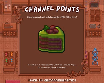 Twitch Emote / Channel Point - Pixel Art Stream Bits, Channel Rewards, Matcha Sweets Digital Stickers, Cute Bakery Icons - Green Tea Cake