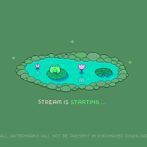 Cute 4x Twitch Stream Scenes ~ 3 Animated  + 1 Offline Banner ~ Pixel Art ~ Starting, Ending, Offline, Brb ~ Gaming, Game ~  Froggo Theme
