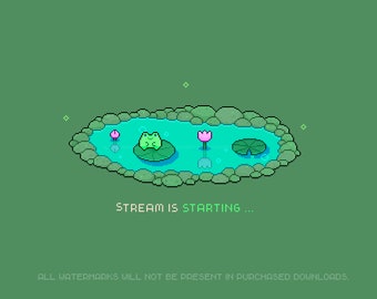 Cute 4x Twitch Stream Scenes ~ 3 Animated  + 1 Offline Banner ~ Pixel Art ~ Starting, Ending, Offline, Brb ~ Gaming, Game ~  Froggo Theme