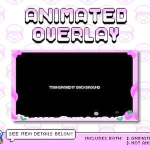 Cute Animated Stream Overlay Border for Twitch, OBS, Youtube ~ Twitch Overlays, Kawaii, Pastel, Strawberries, Strawberry ~ Pink Aesthetic