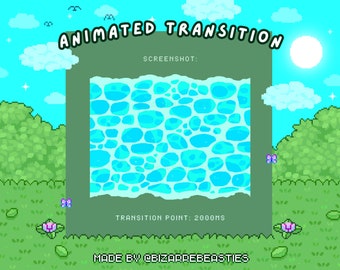 Cute Animated Stinger Transition for OBS, Twitch Streams, YouTube Videos - Pixel Art Animation, Froggo Picnic Stream Pack - Water Theme