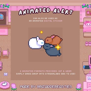 1 Animated Stream Alert - Twitch or YouTube - Cute Pixel Art Rabbit Cute Animals, Sugary Pink Bedroom, Raid Alert Animation: Bunny Gathering