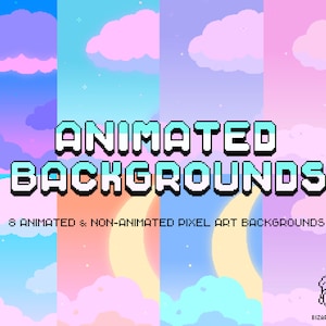 8x Cute Pixel Art Animated Backgrounds Pack - Twitch Stream, YouTube Videos, Desktop Wallpaper, Instagram Reel, TikTok - Daytime Pixel Skies